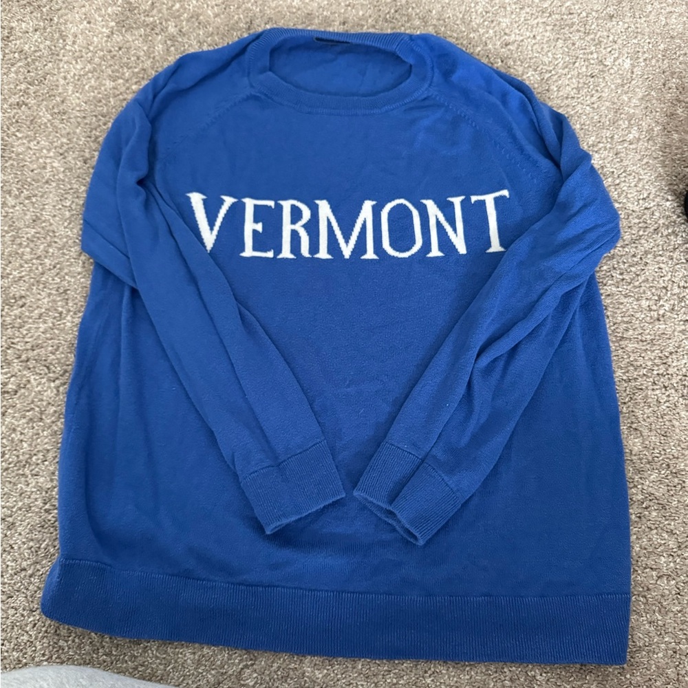 Carolina and Grace Vermont Blue Sweater